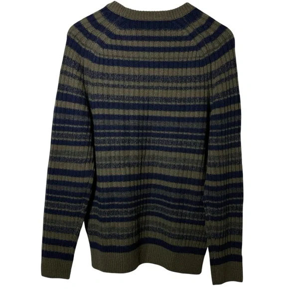 Naked Cashmere Dark Olive Multi Striped Crewneck Knit Sweater NWT Size Medium